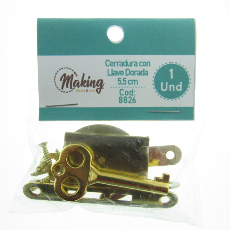 Cerradura con Llave Dorada 5.5 cm de Making