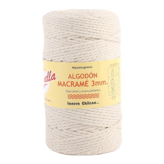 Cuerda Macrame Torcido 3mm Crudo